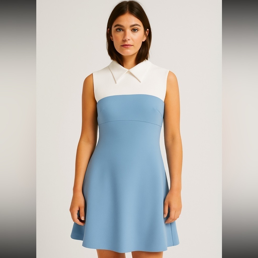 Edition de Robes Colorblock Sleeveless Polo Mini Dress White/Blue Women's Size 6